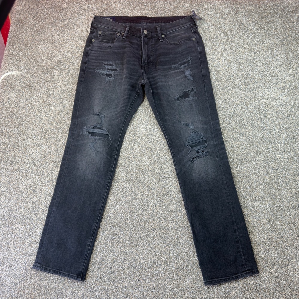 Abercrombie & Fitch Langdon Skinny Distressed Black Jeans Mens 32x30 NWT Stretch